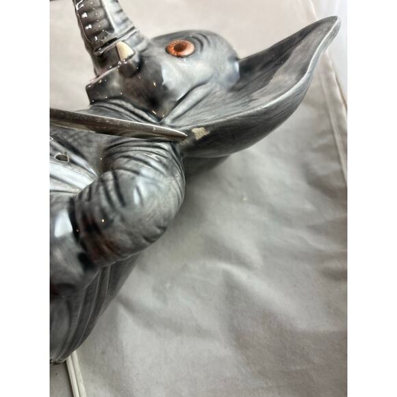 Ceramic Elephant Figural Accent Light Pierced Tummy Vintage - Picture 9 of 9